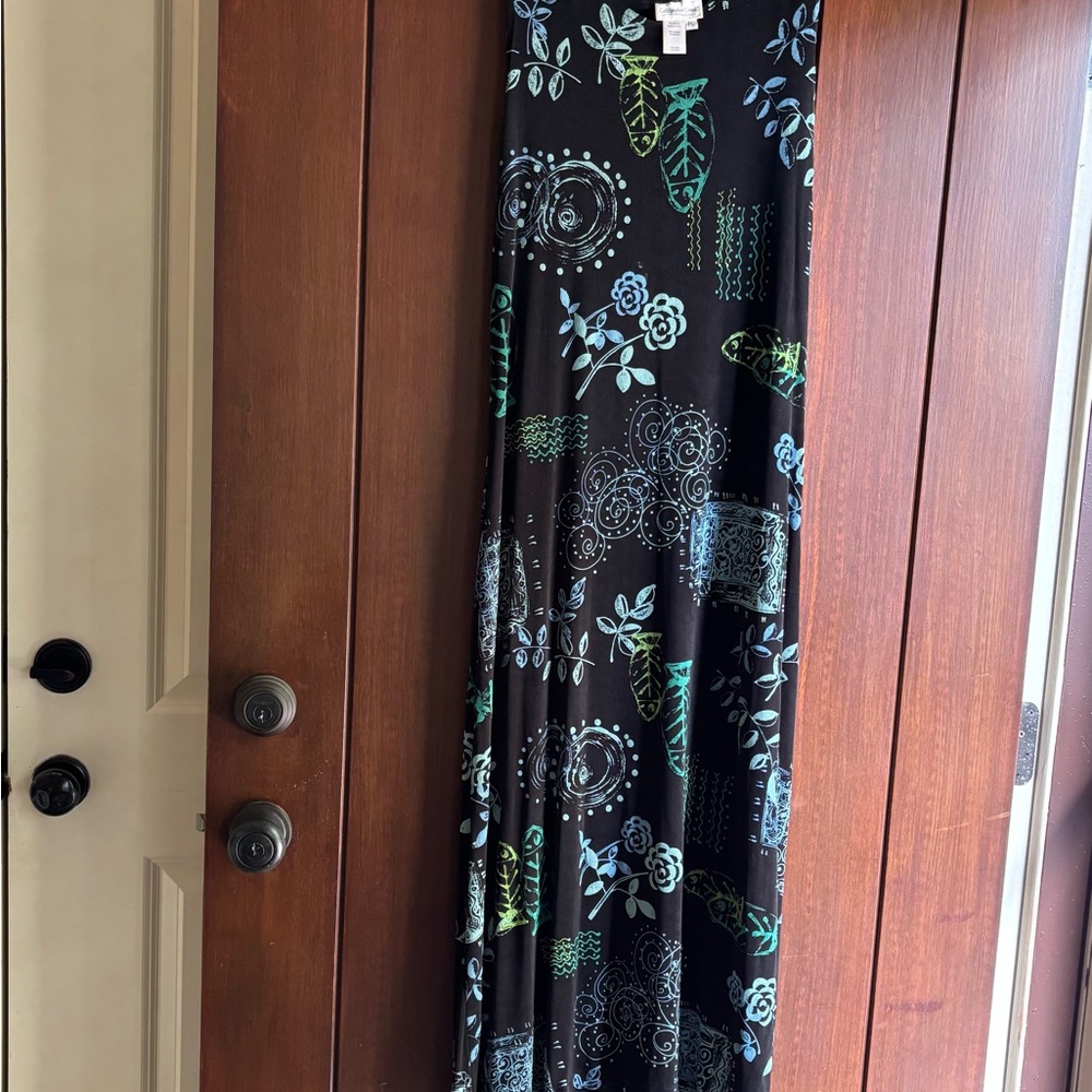 Coldwater Creek Black and Blue Maxi Dress
